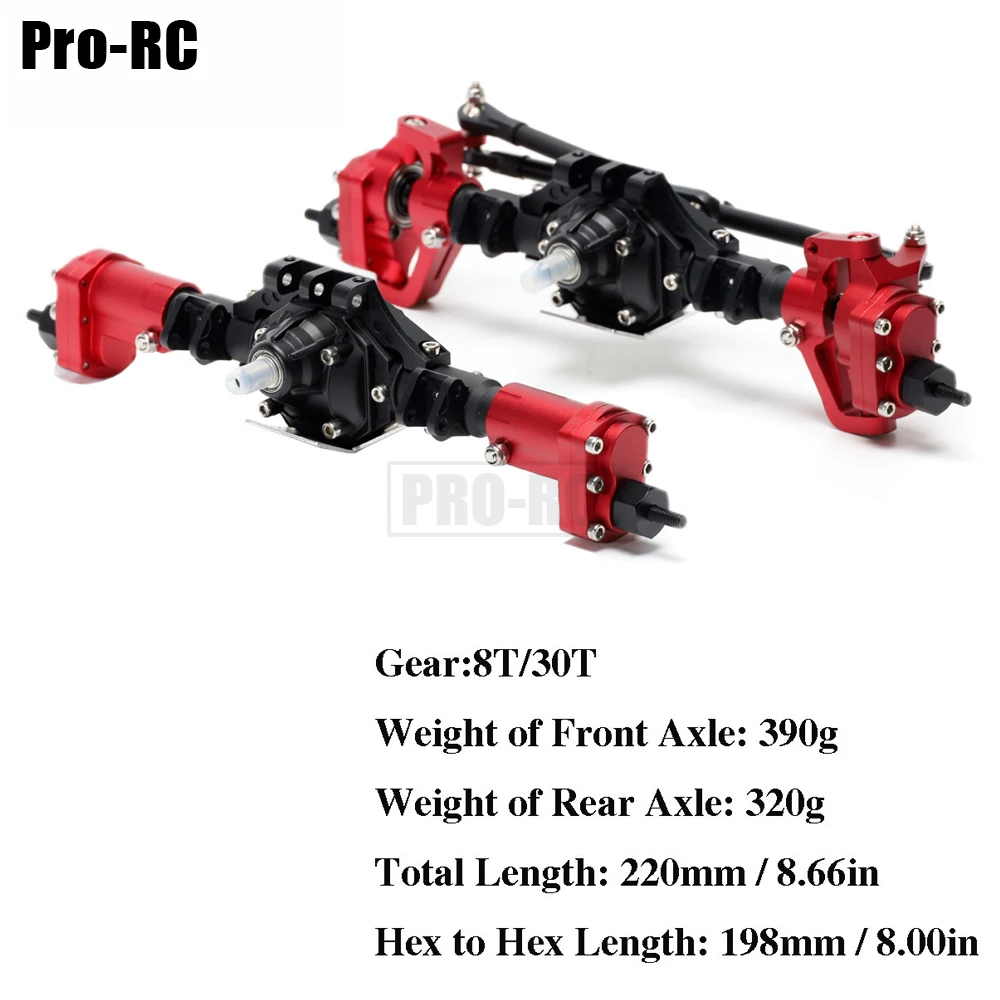 1Set protezione completa dell\'asse del portale anteriore e posteriore in lega di alluminio 8T/30T aggiornata per RC 1/10 Rock Axial SCX10 II AX90046