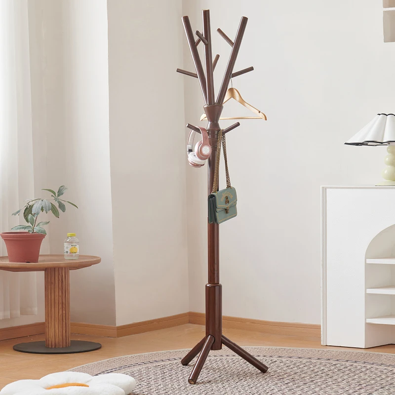 

Tree Branch Style Rubberwood Coat Rack Natural Wood Wax Finish LightWalnut Brown Sturdy Freestanding Clothes Stand Easy Assembly