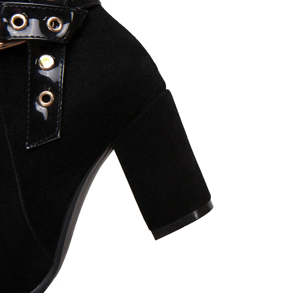 Brand New Winter Mature Black Women Ankle Riding Boots Sexy Rivets Lady Shoes High Heels AH629 Plus Big Size 33 10 48 52