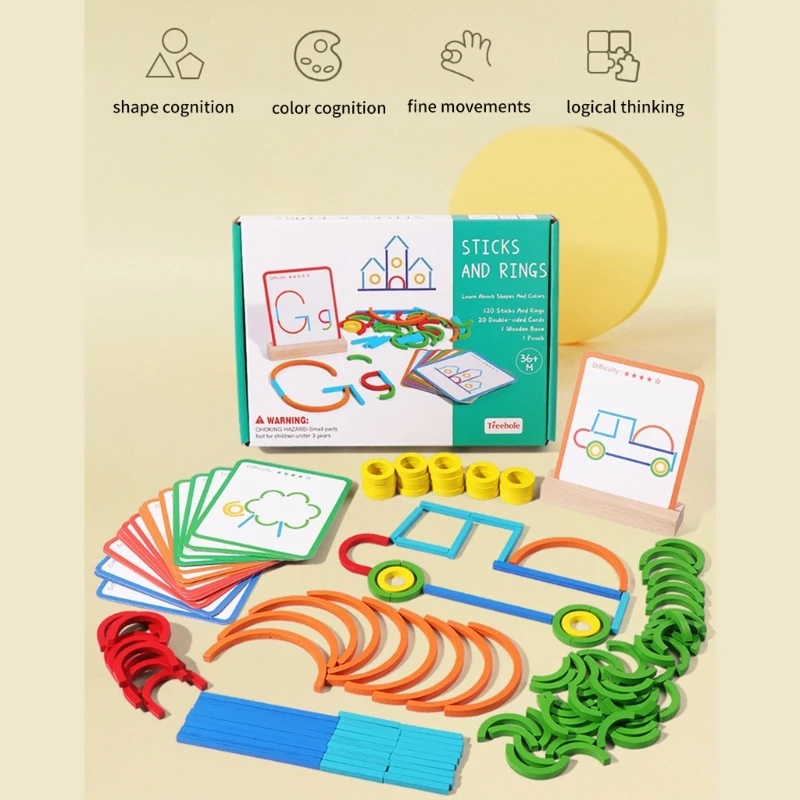 ไม้ Y4QA ไม้และของเล่นปริศนาโค้งสำหรับรูปทรงสีก่อนวัยเรียนการจับคู่การฝึกอบรมความรู้ความเข้าใจการศึกษาอาคารการศึกษาชุดของเล่น