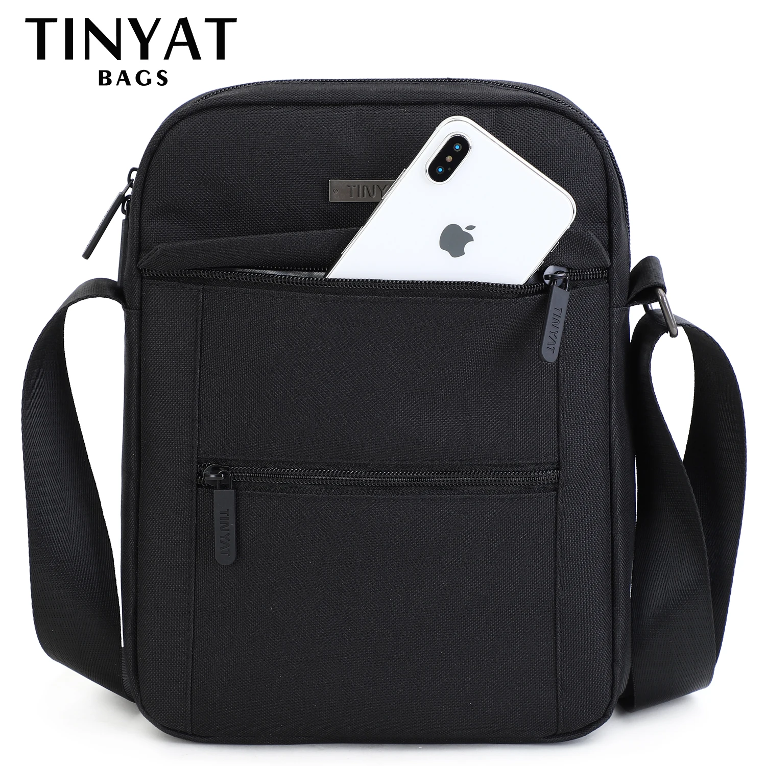 

TINYAT Business Men's Shoulder Bags for 9.7' ipad Canvas Male Messenger Bag Waterproof Casual Husband Crossbody Bag 9 Pockets