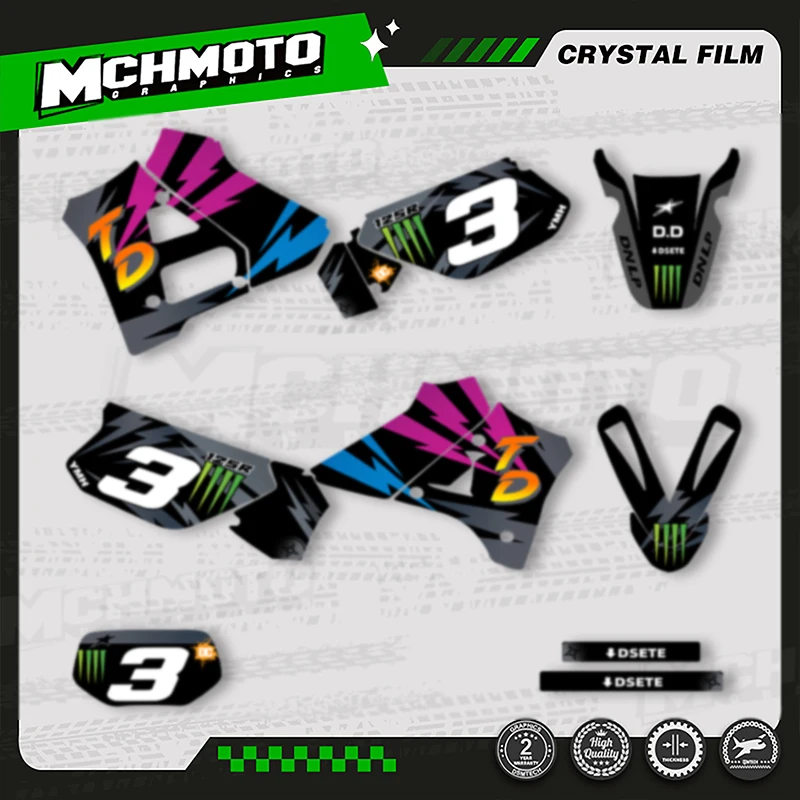 

MCHMFG MOTOR Motorcycle Graphics Decal Stickers Kits For YAMAHA DT200R DT150R DT125R Number Name Background Custom