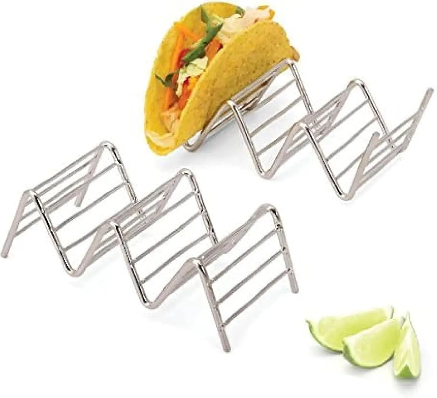 

Stainless Steel Taco Holders Set of 2 Stackable Stands for Hard or Soft Tacos