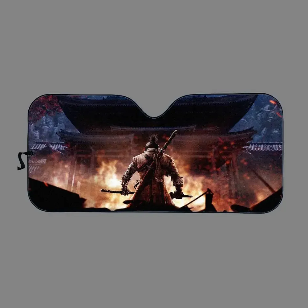 S-Sekiro S-Shadows يموت T-Twice الكرتون نافذة رقائق ساخنة الزجاج الأمامي ظلة نافذة السيارة الأمامية قناع سيارة أدوات حماية الطاقة الشمسية #2
