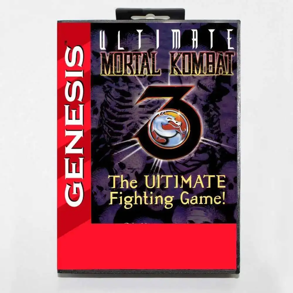 Tarjeta de juego Ultimate Mortal Kombat 3 MD de 16 bits con cubierta estadounidense para consola de videojuegos Sega Megadrive Genesis