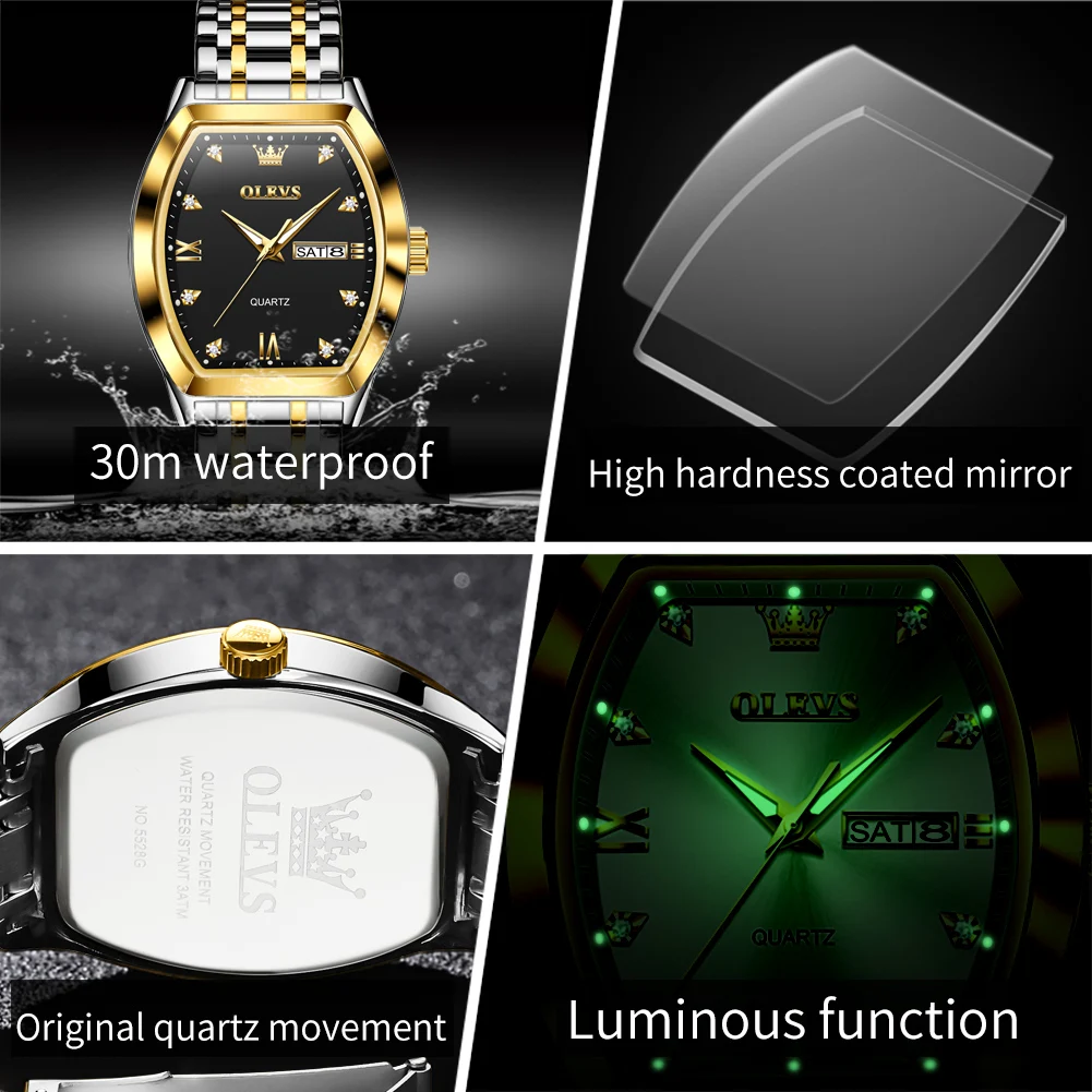 Men's OLEVS Luxury Quartz Watch, Luminous Gift Box