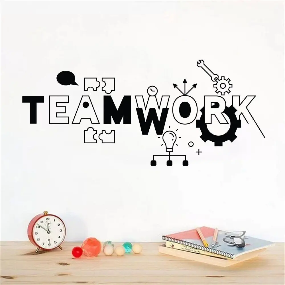 Teamwork Wall Stickers for Office Removable Vinyl Letter Decals Motivation Company Poster Work Decor Wallpaper DW14308