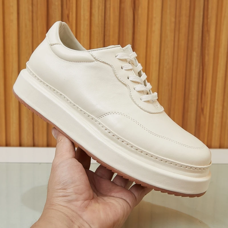 

Новая весенне-осенняя элитная обувь из натуральной кожи, мужские дышащие повседневные деловые спортивные туфли на толстой подошве, мужские оксфорды