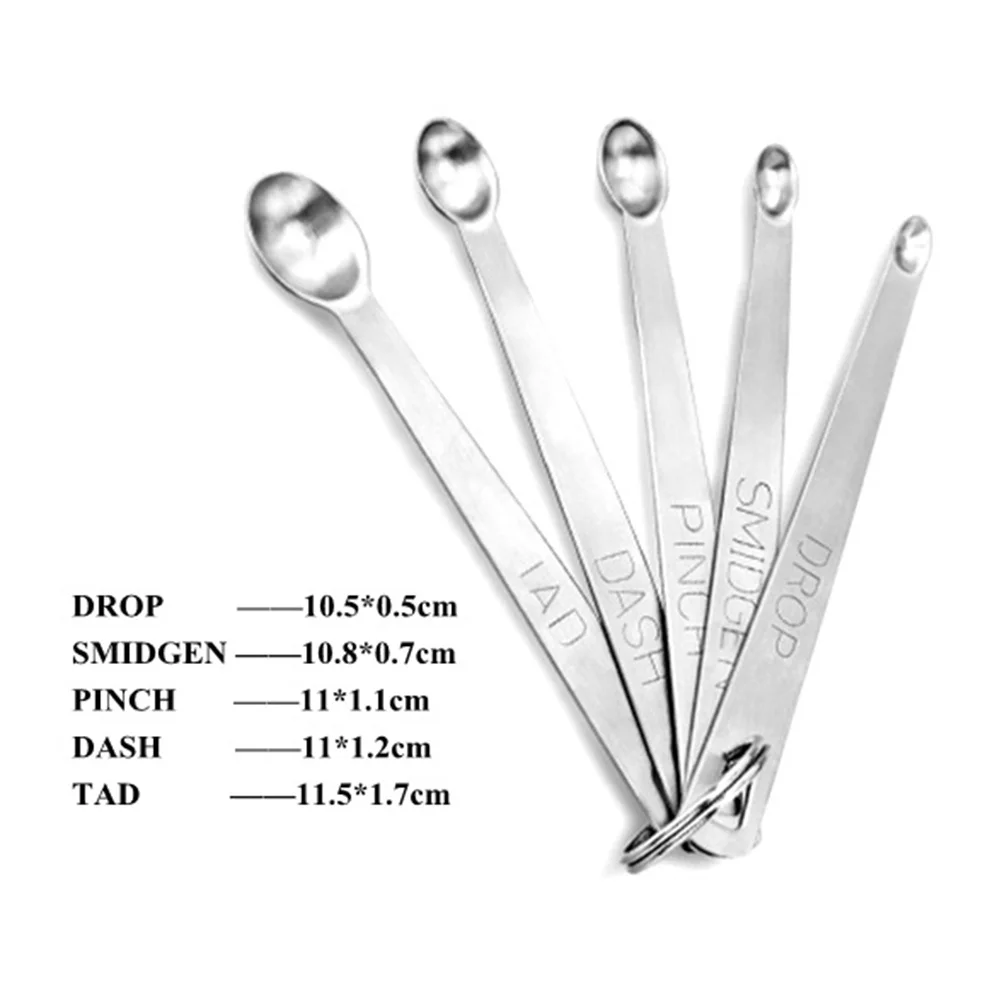 

5Pcs Kitchen Measuring Spoons Set Stainless Steel Smooth Accurate for Home Or Professional Baking Cooking Use Measuring Spoons