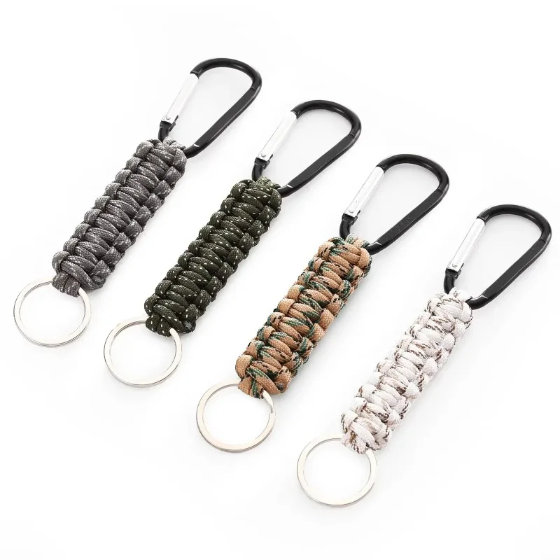 

7-Core Paracord Outdoor Mountaineering Keychain Survival Carabiner Clip Braided Keychain Suitable For Camping Hiking Fishing