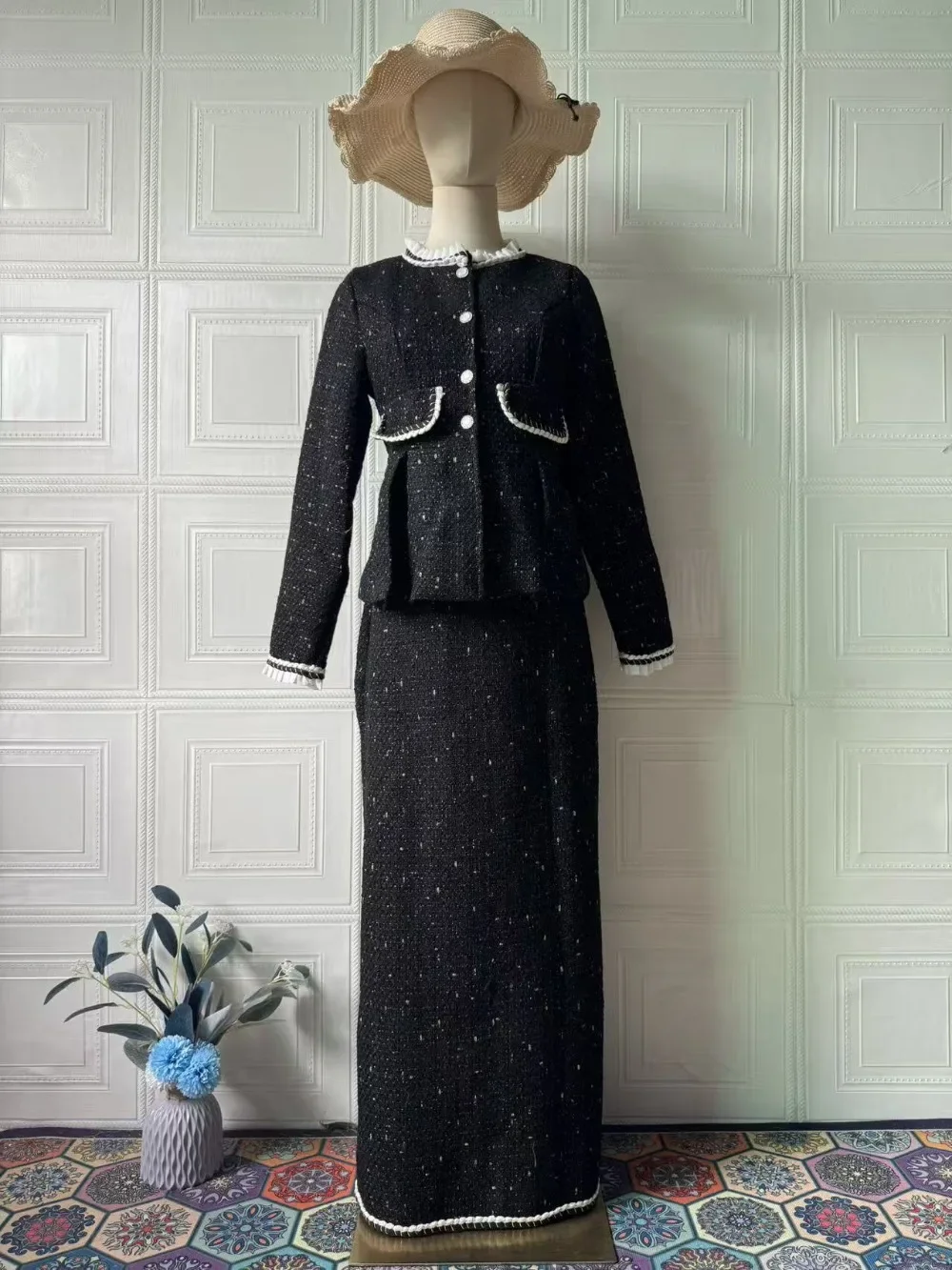 أنيقة 2 قطعة مجموعة الخريف النساء بلايز تنورة سترة شارع العليا العربية رداء طويل المغرب الزي دعوى 2026 دبي مكتب سيدة أبلى