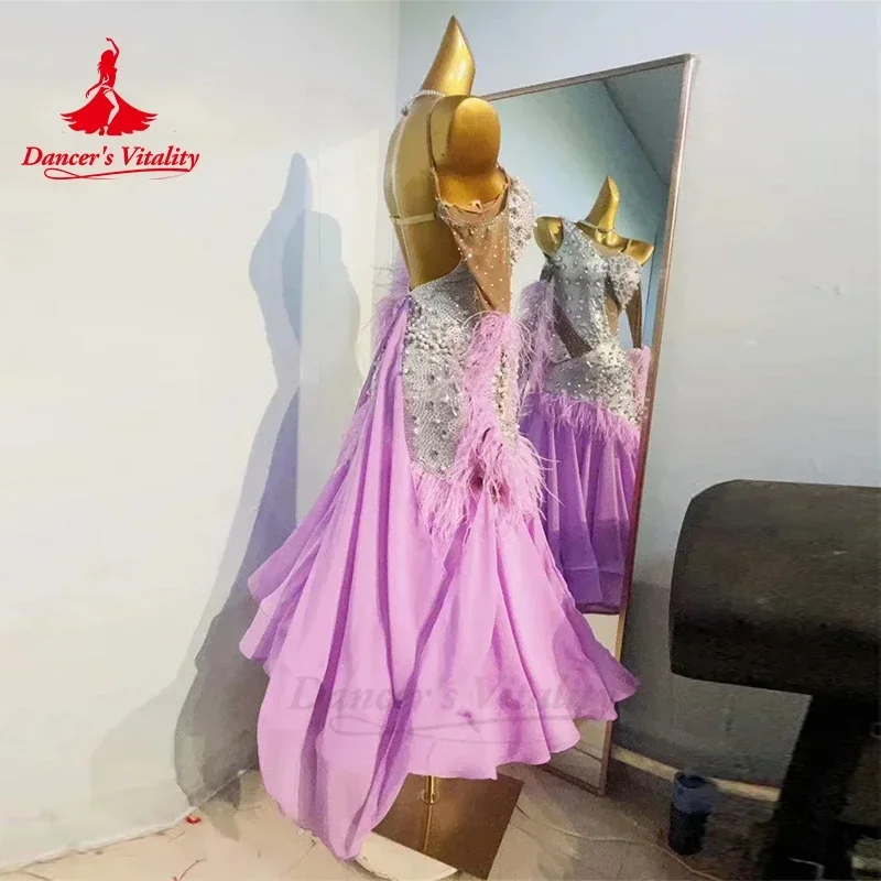 Trajes personalizados de dança para mulheres, valsa, salão de baile, roupas de competição, adultos, crianças