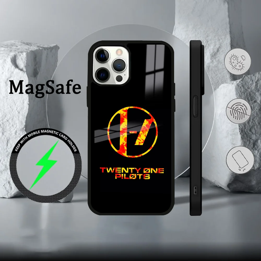 T-Twenty One P-Pilots Phone Case Band For IPhone 16 15 14 13 12 11 Pro Max Plus Mini Magsafe Mirror Wireless Magnetic Cover