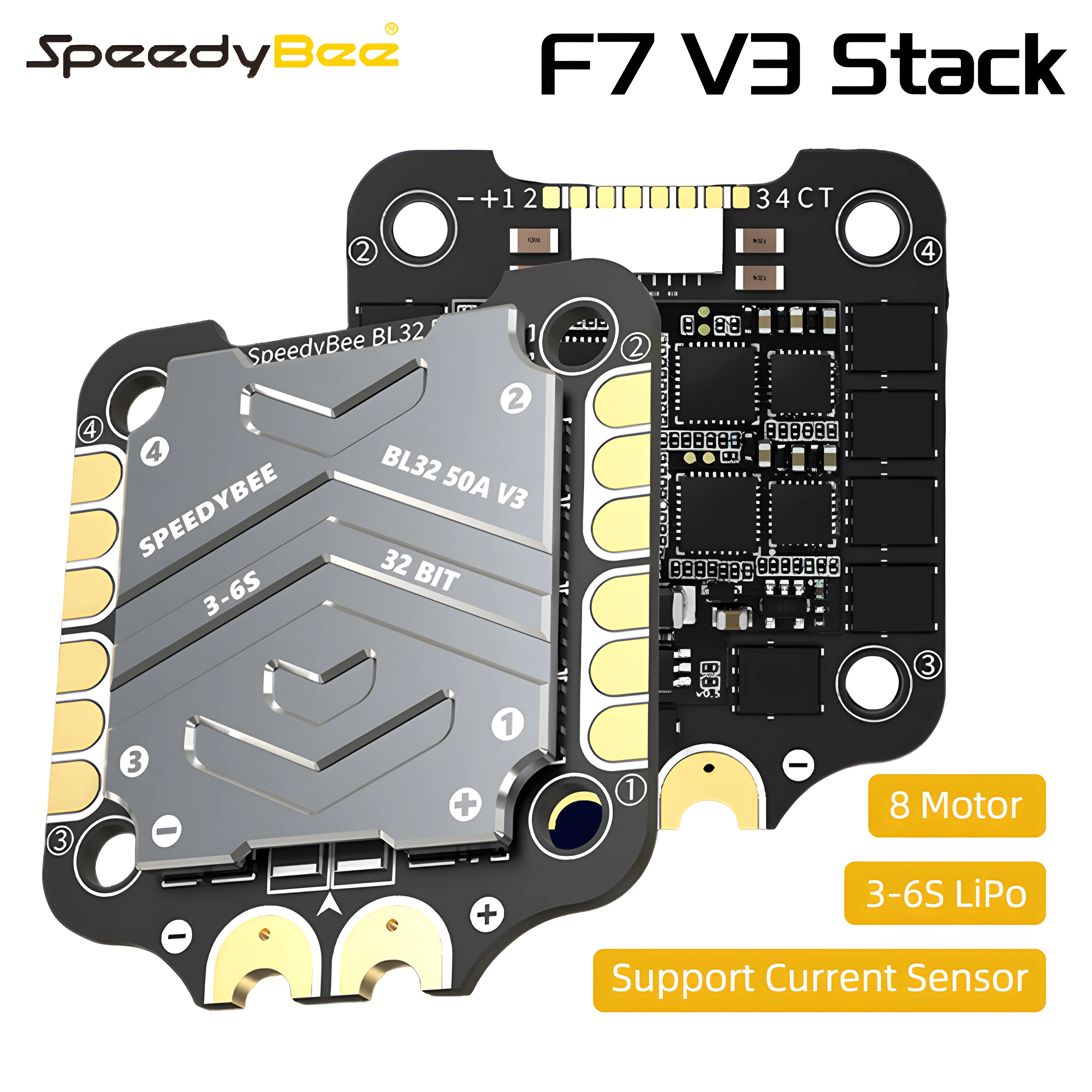 SpeedyBee F7 V3 Flight Stack 3-6S Lipo F7 V3 Flight Controller & BL32 50A ESC 30,5x30,5mm 500MB Flash voor RC FPV Freestyle Drone