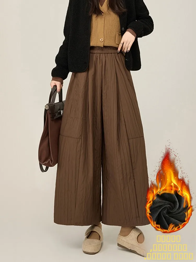 

Thi High Waist Wide Leg Pants Women's Winter New Sle Warm Drape Slimming Casual Pants Elely Versatile Straight Leg Tr...
