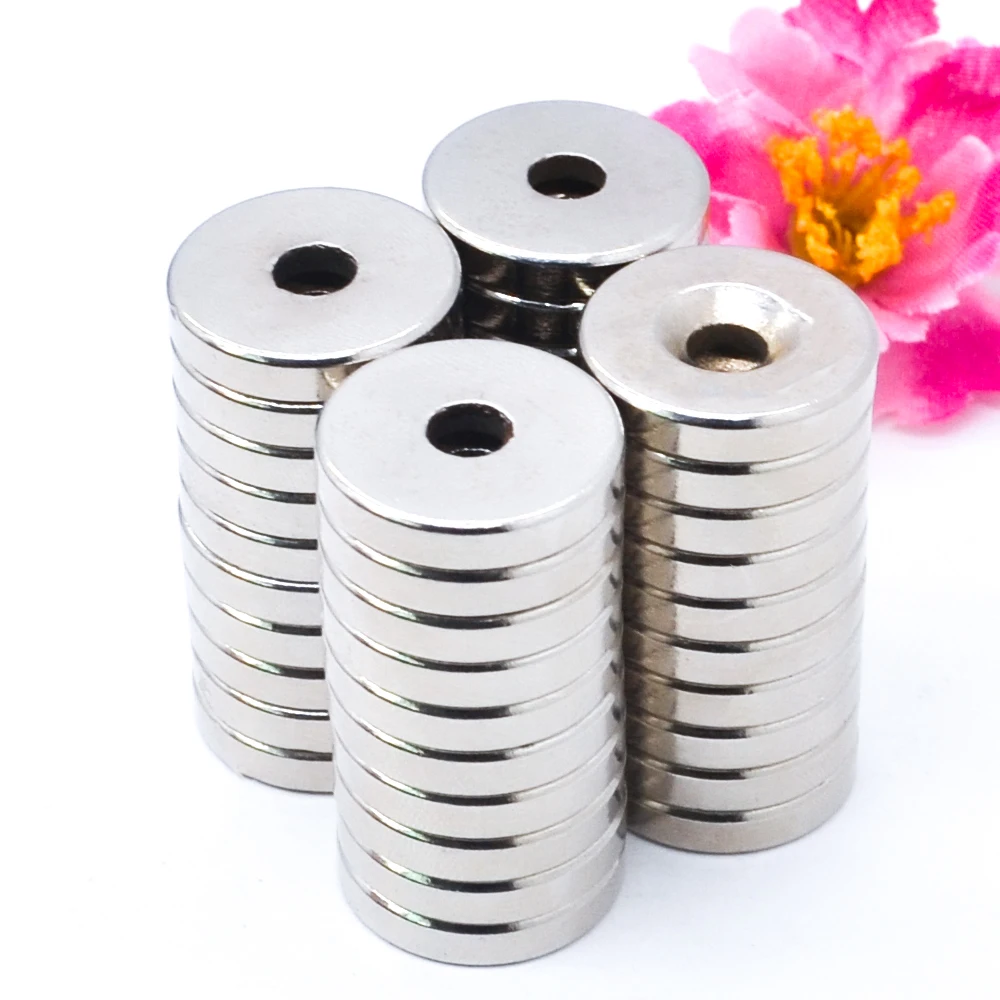 New 10PCS Strong Neodymium Magnets with Hole Dia 8mm-20mm With M3 M4 M5 Countersunk Ring Hole Rare Earth Round N35 Magnet Strong