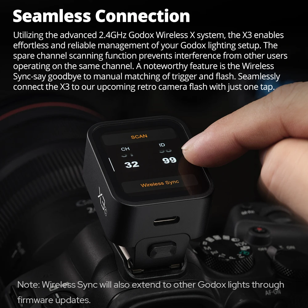 Godox X3 TTL HSS 2.4G Wireless Flash Trigger OLED Touch Screen Transmitter Quick Charge for Canon Nikon Sony Fujifilm view 3