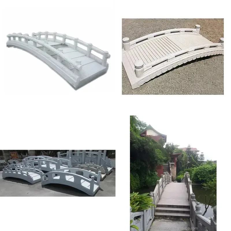 Grey Granite Outdoor Decorative Garden Stone Bridge for Landscape Yard Patio Pathway Ornament Natural Rock Feature