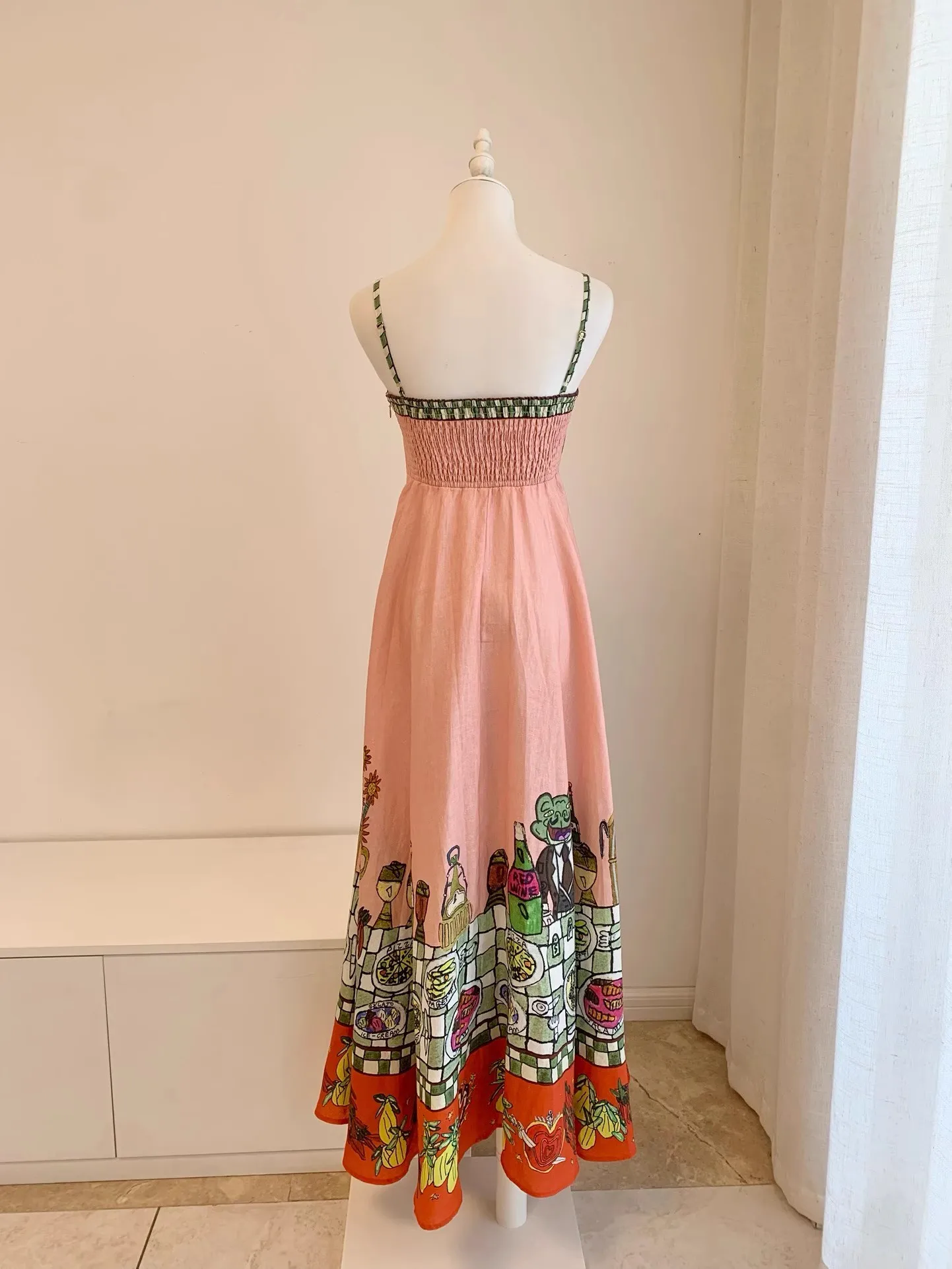 Boheemse dames zomer 2025, off-shoulder lange jurk, hoogwaardige mode, roze bloemenprint, strandvakantie, feestjurk