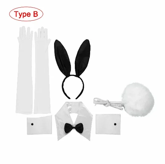 Easter Bunny Costume Set  Including Rabbit Ear Headband Cuff and Rabbit Tail Accessories