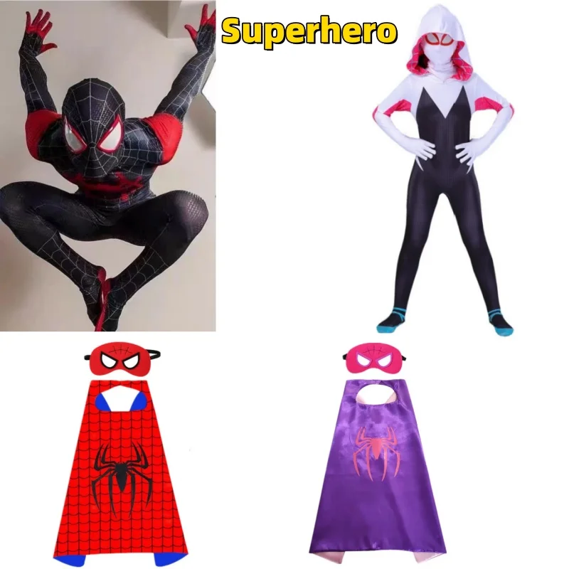 

Костюм паука супергероя, комбинезон, накидка паука, костюмы для косплея на Хэллоуин, боди, костюм паука Гвен, костюм для косплея на Хэллоуин