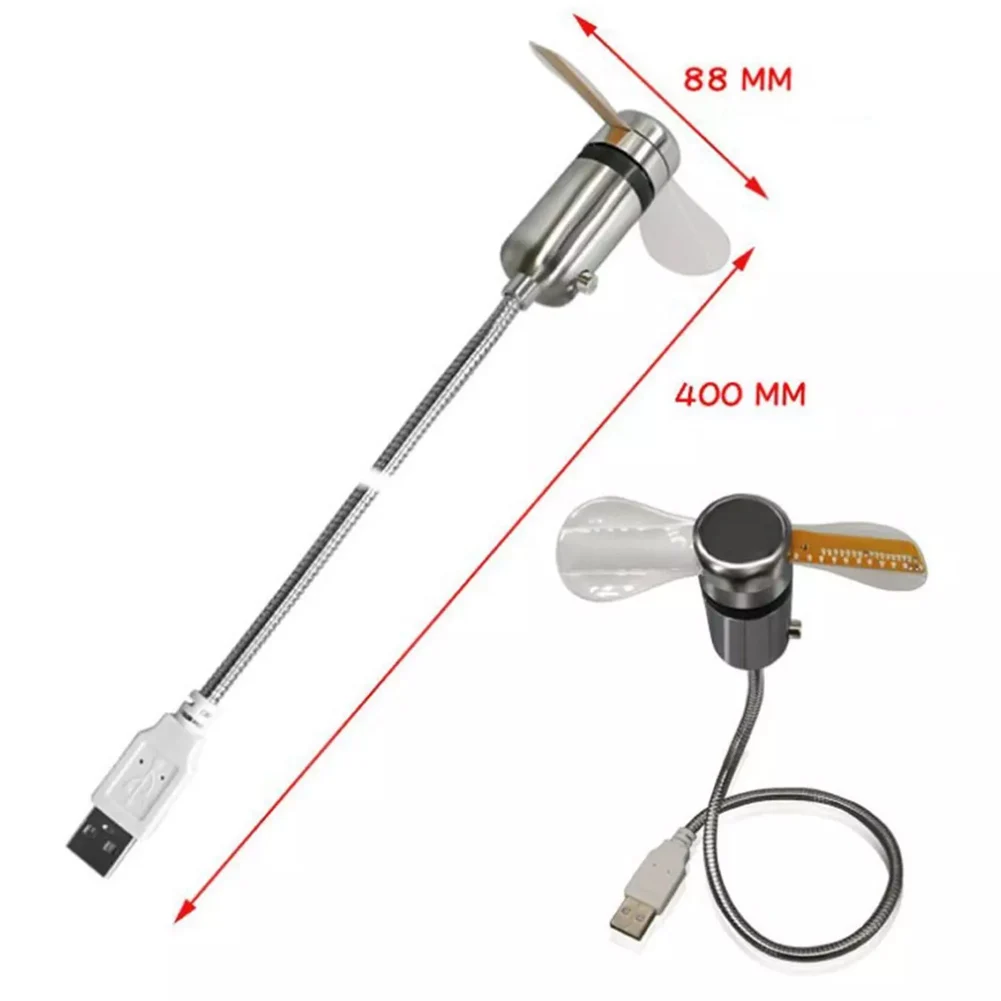 Rotating Air Supply USB Clock Fan With Flexible Metal Hose Real-Time Display And Plug-and-Play USB Connection