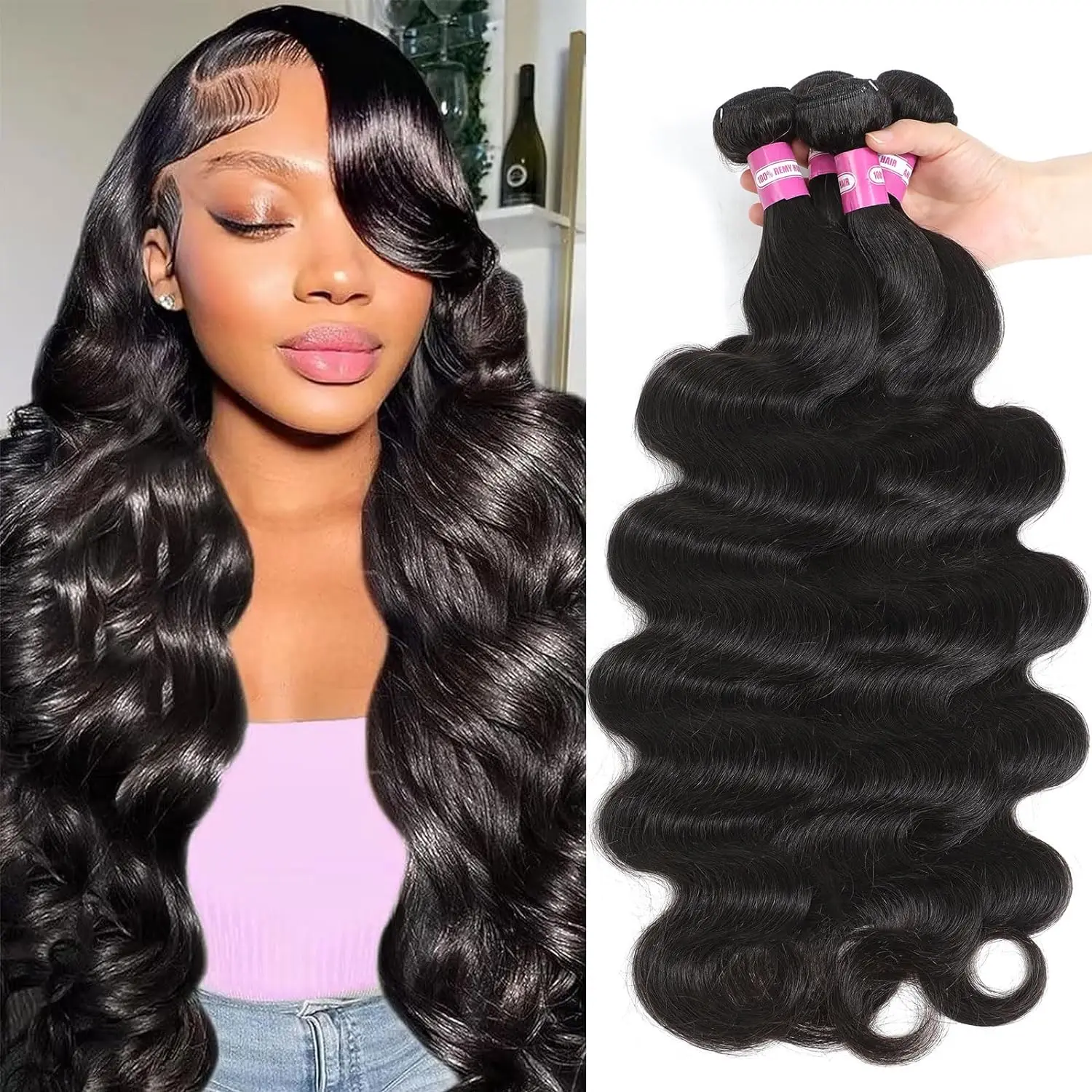 Body Wave Bundles Human Hair Natural Black 10A Raw Hair Bundles 1/3/4 PCS Virgin Brazilian Hair Accessories For Women