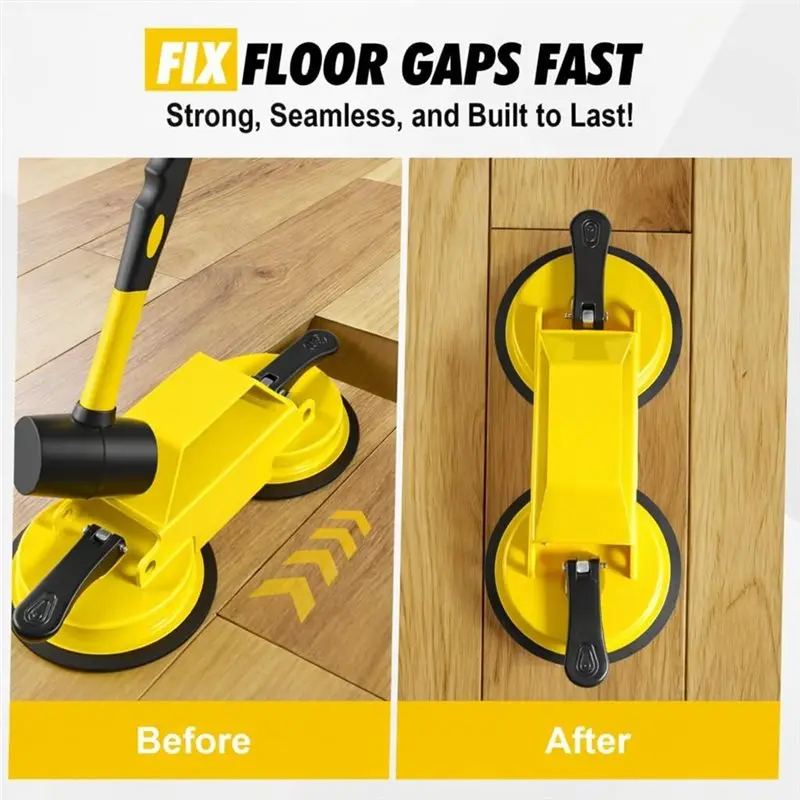 【LIMITED EDITION】Dual Silicone Suction Cup& Rubber Hammer Floor-Gap Fixer Tool For Laminate, Vinyl Plank,Engineered Hardwood Flo