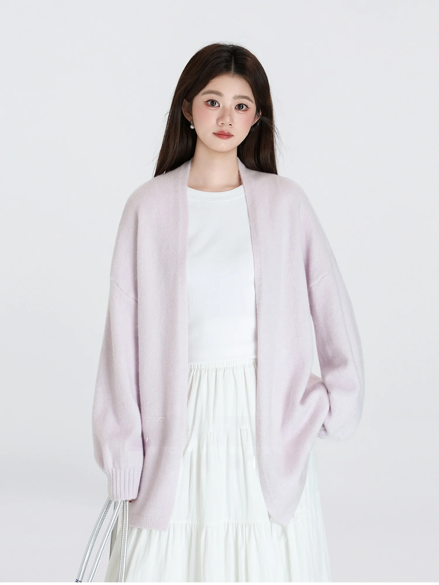 

Korean Sle Soft Lazy Knitted Cardigan Sweater Women's Spring New Loose Personali awl Top Long Sve Casual Simple
