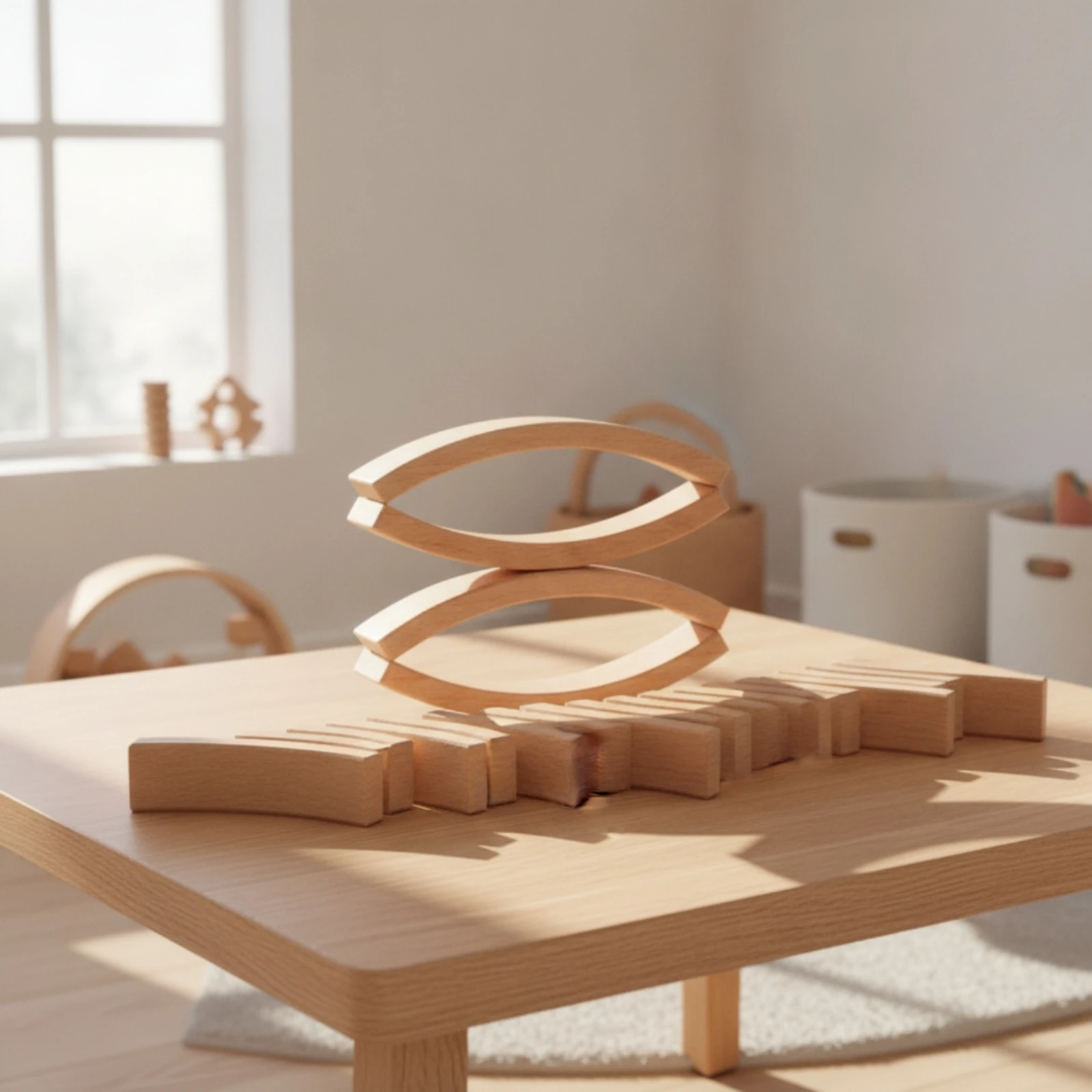 12 Pieces Curved Wooden Building Block Hardwood Wooden Building Blocks Natural Beech Wood Blocks Educational