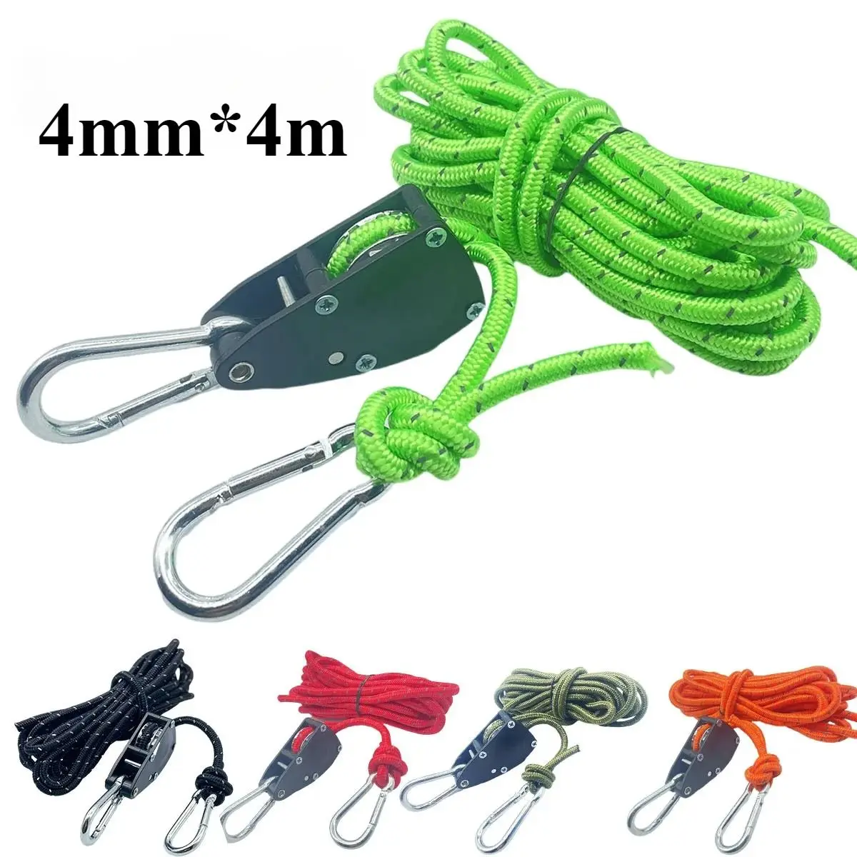 4mm barraca de camping reflexivo amarrar corda tensor fixação corda vento fivela polia catraca toldo corda gancho