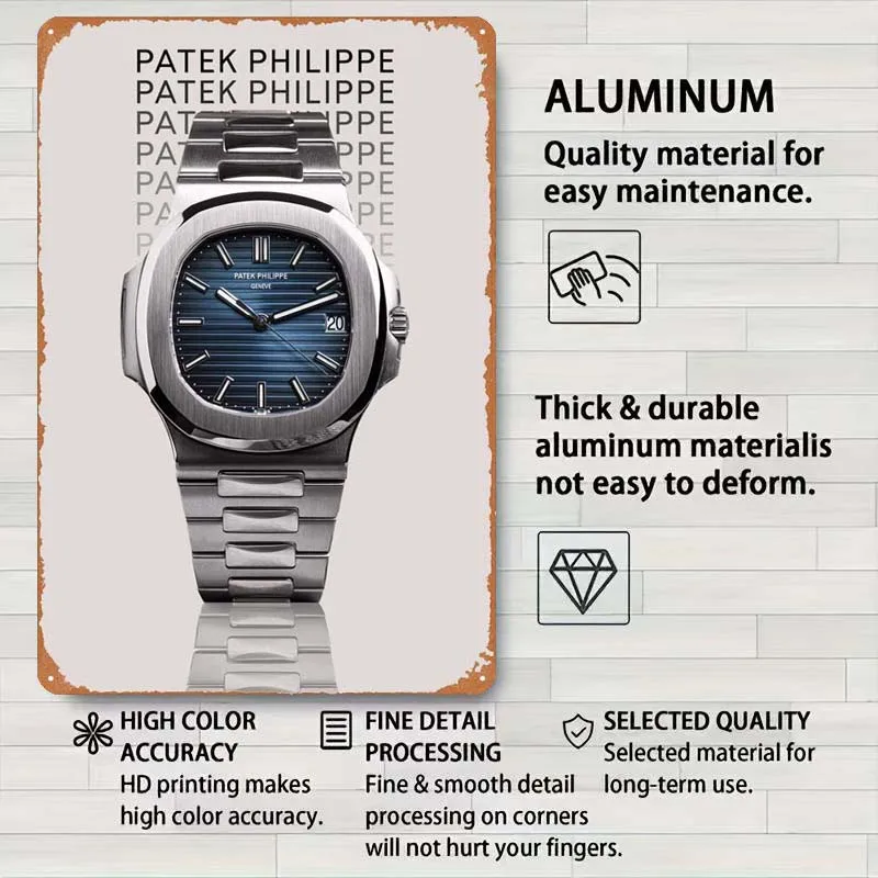 Patek Philippe Nautilus Tinplate Sign Watch Metal Poster Home Decoration Luxury Retro Metal Sign Plaque for Wall Art Decoration