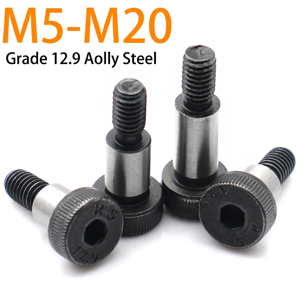 1 /2pcs 12.9 Grade Alloy Steel Hex Socket Head Shoulder Bolt Allen Shoulder Screw Precision Spacer Positioning Bolt M5-M20