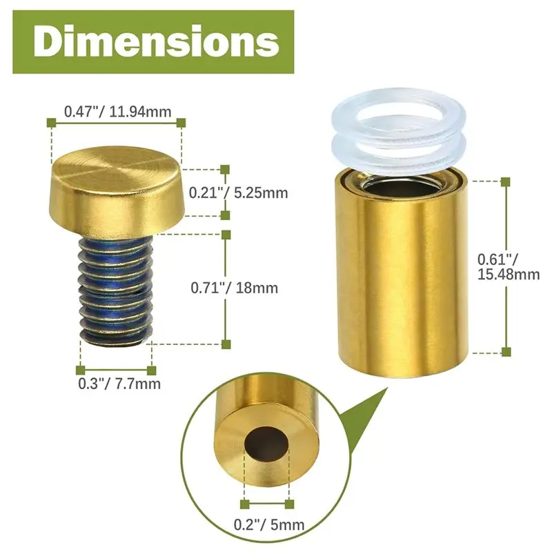 Exquisite-Wall Mount Hardware For Acrylic Glass For Gold Sign Standoff Screws, Stainless Steel, 19X25mm, 24 Pcs For Picture