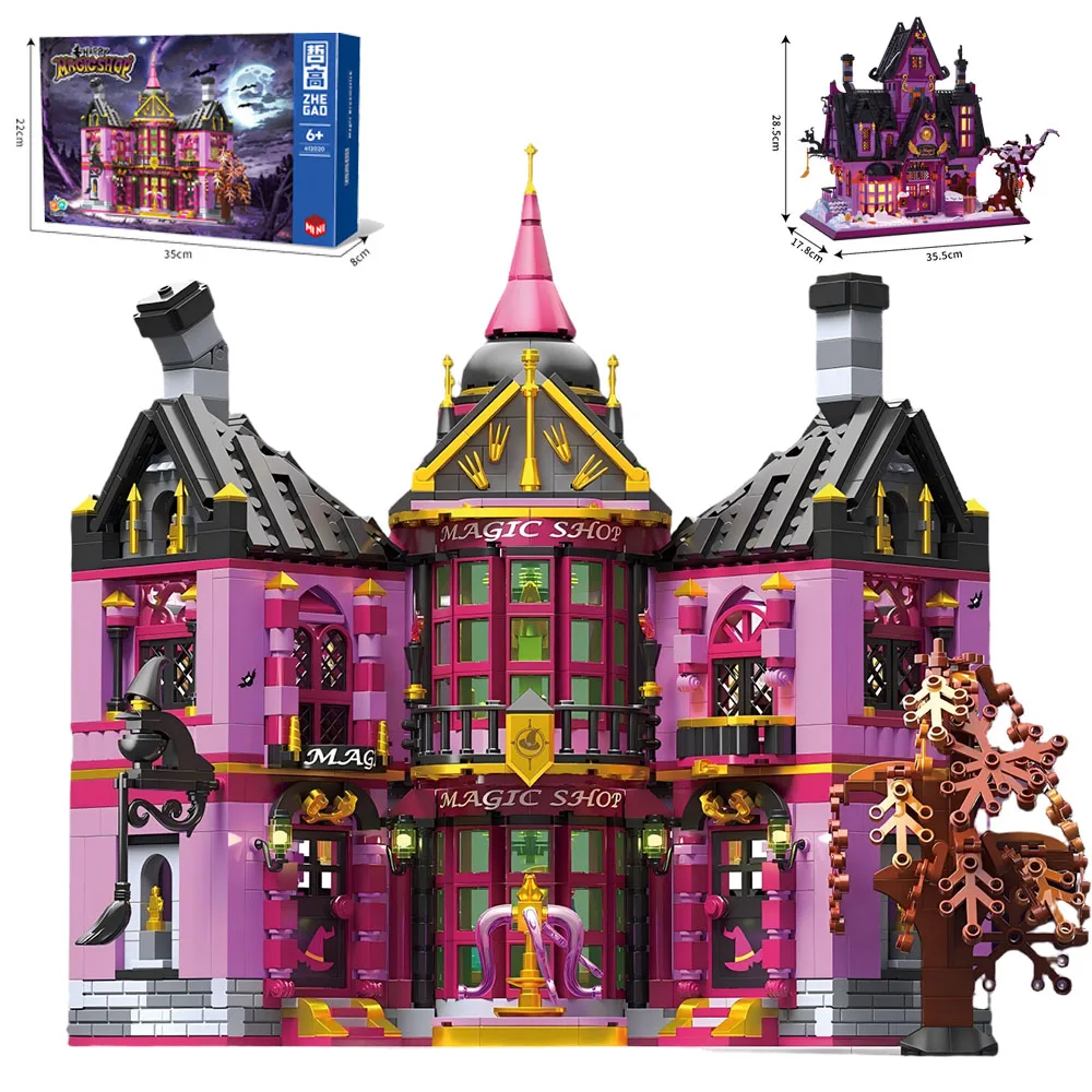 

MOC Halloween Creative Building Blocks Set Magic Bar Magic Shop Decoration Model Bricks Kit Assembled Puzzle Toys Birthday Gifts