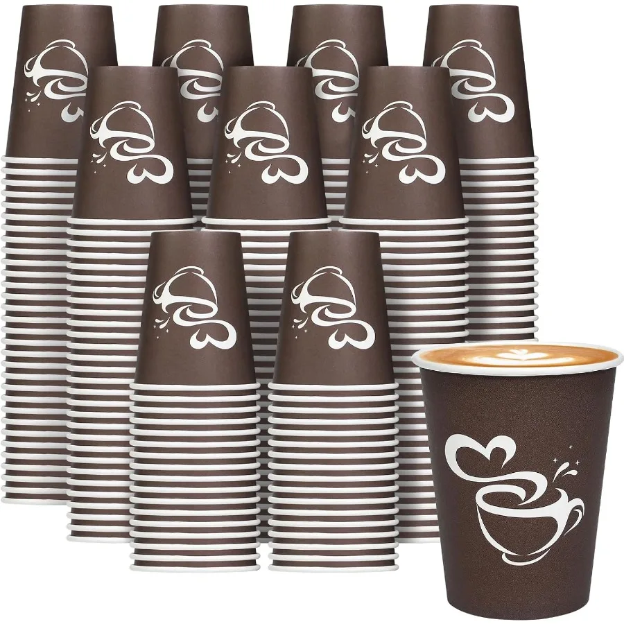 

400 Count 8 oz Paper Coffee Cups Disposable Drinking Cups for Hot or Cold Beverage 8 Ounce Brown Coffee Cups Ideal for Parties