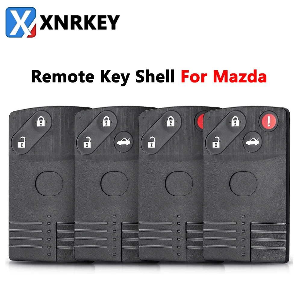 

XNRKEY 2/3/4 Button Smart Card Remote Key Shell With Insert Blade Uncut MAZ24 Fob for Mazda 5 6 CX-7 CX-9 RX8 Miata Car Key Case