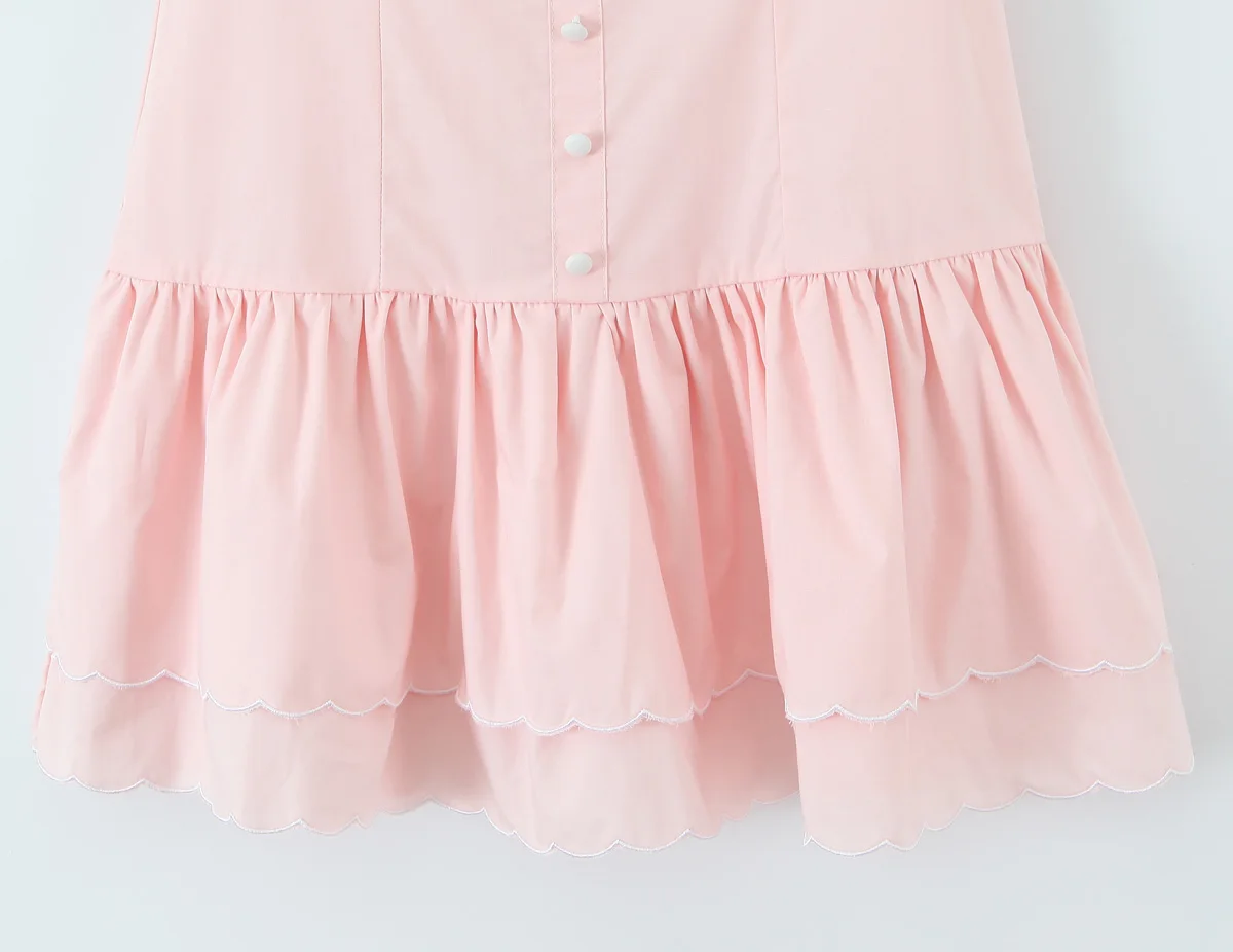 2025 rosa bordado floral sutiã espartilho estilo estilingue vestido feminino zíper de volta 2 camadas onda hem festa skater mini vestidos robe