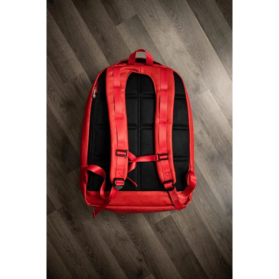 حقيبة ركاب جلدية ذات مقدمة واحدة للسفر متعددة الوظائف مع أجهزة الكمبيوتر المحمول ومقصورات الأحذية للرجال والنساء باللون الأحمر #5