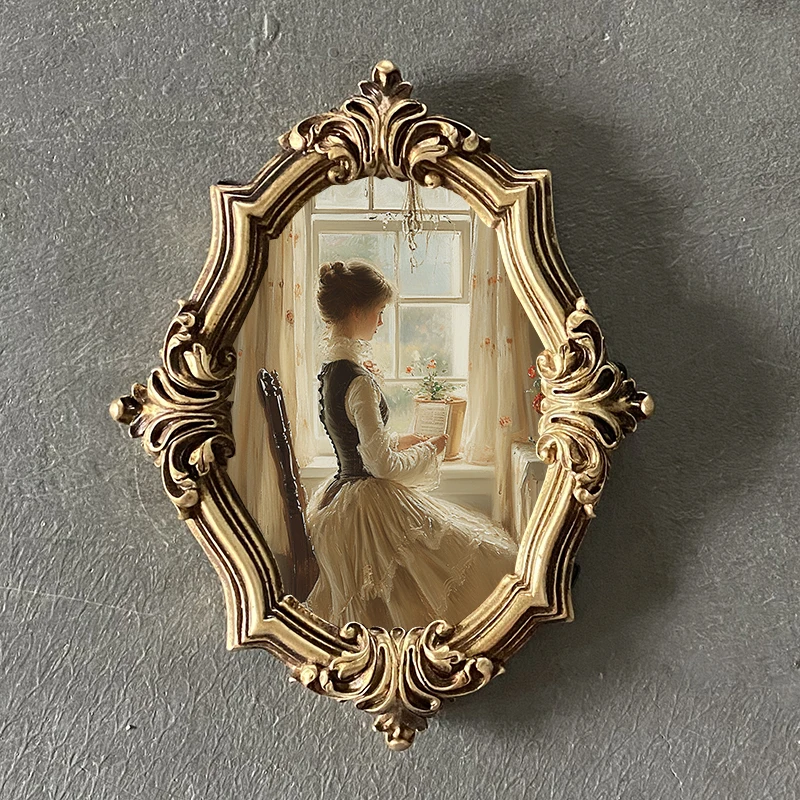 Art retro wall pendant corridor aisle photo frame porch wall decoration painting baroque wall hanging gold