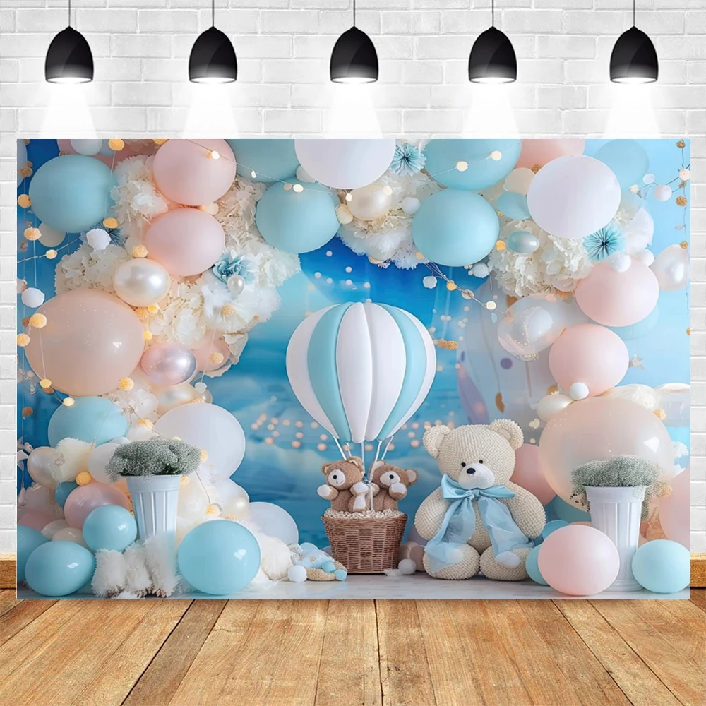 Balony na gorące powietrze tło Baby Shower portret noworodka dziewczyna chłopiec dekoracje na przyjęcie urodzinowe fotografia tło rekwizyty do studia fotograficznego