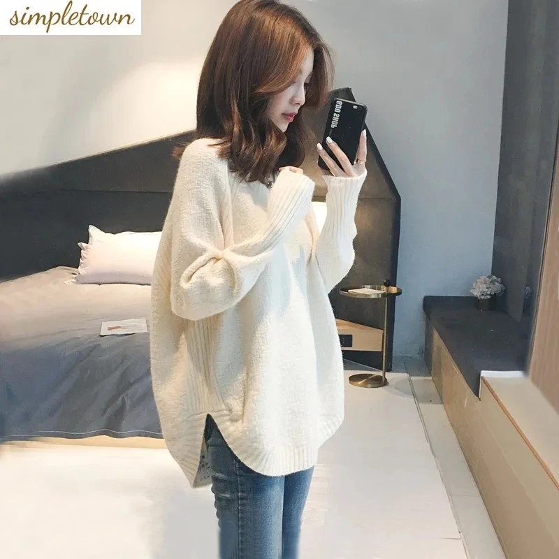 

2023 Autumn/Winter Top Korean Loose V-neck Pullover Sweater Women's Fashion Autumn/Winter New Knitted Sweater