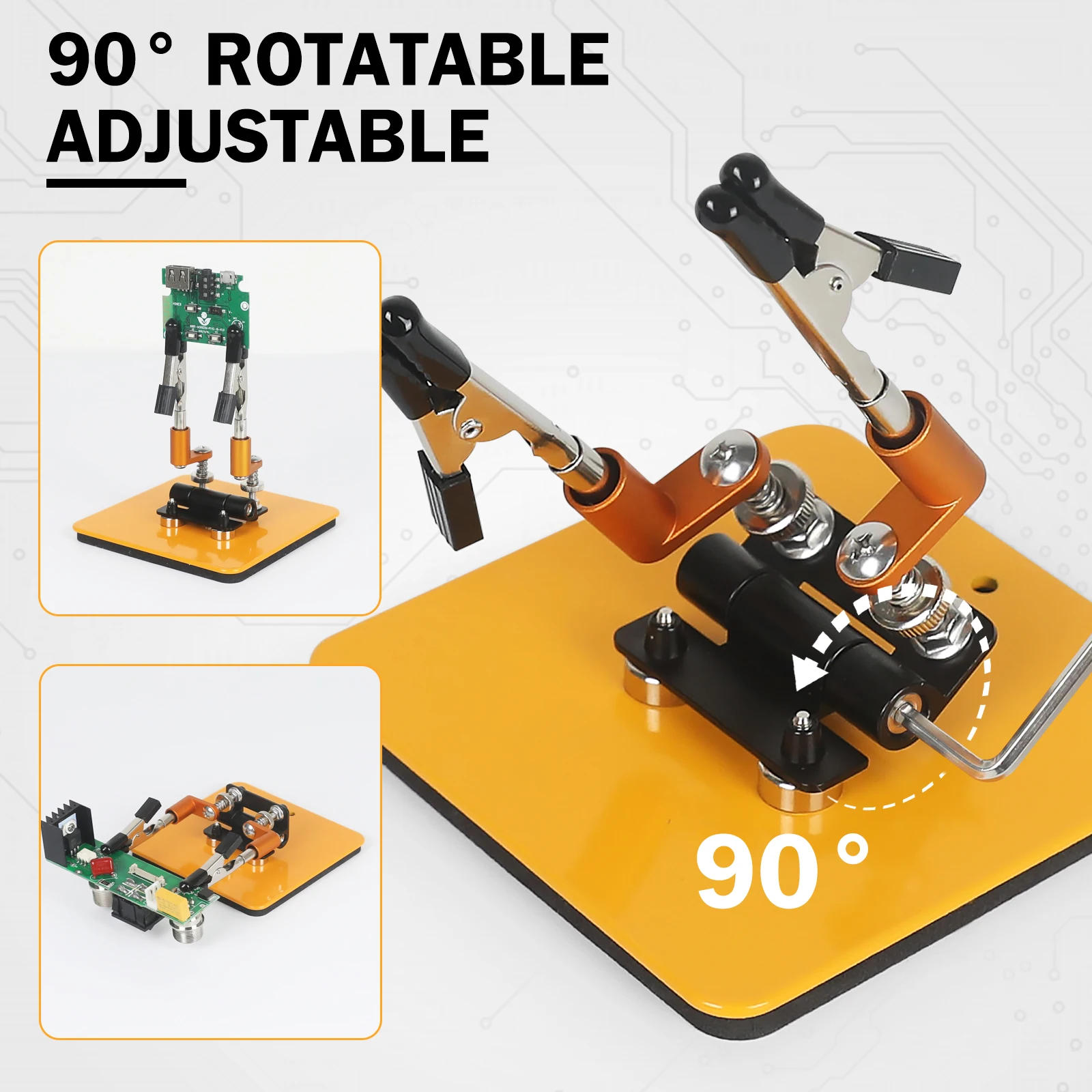 Toolour Magnetic Helping Hands Soldering Station with 100x100mm Stable Base 360° Rotatable Adjustable Soldering Third Hands Tool