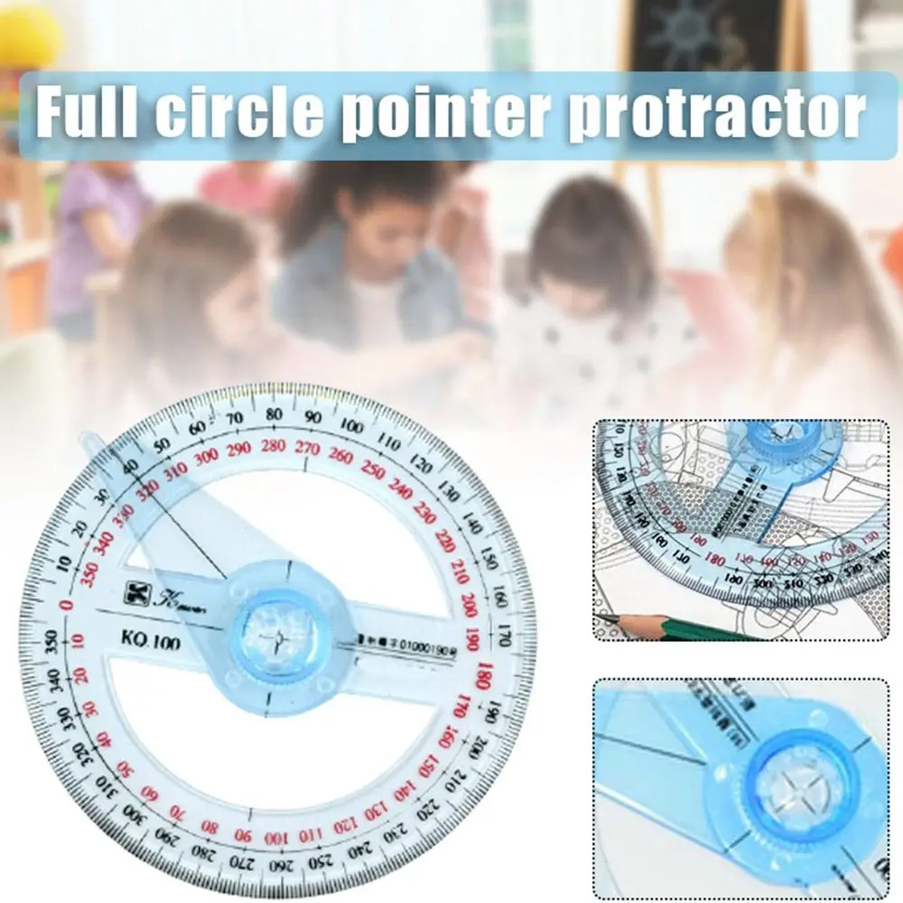 Lightweight. Durable Swing Arm Full Circle Office Math Pointer Angle Ruler Protractor Measuring tools Goniometer