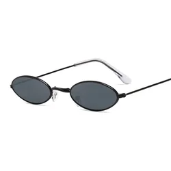 Retro Small Oval Sunglasses Woman Men Vintage Brand Shades Black Red Metal Color Sun Glasses For Female Fashion Designer