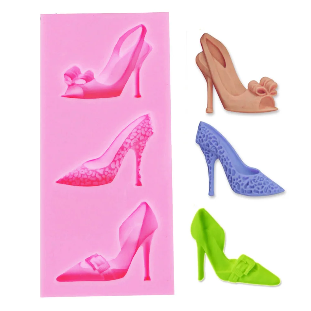 Girl High-heeled Shoes Silicone Moulds Fondant 3D Cake Cupcake Jelly Candy Molds Chocolate Decoration Baking Tool Resin F1141