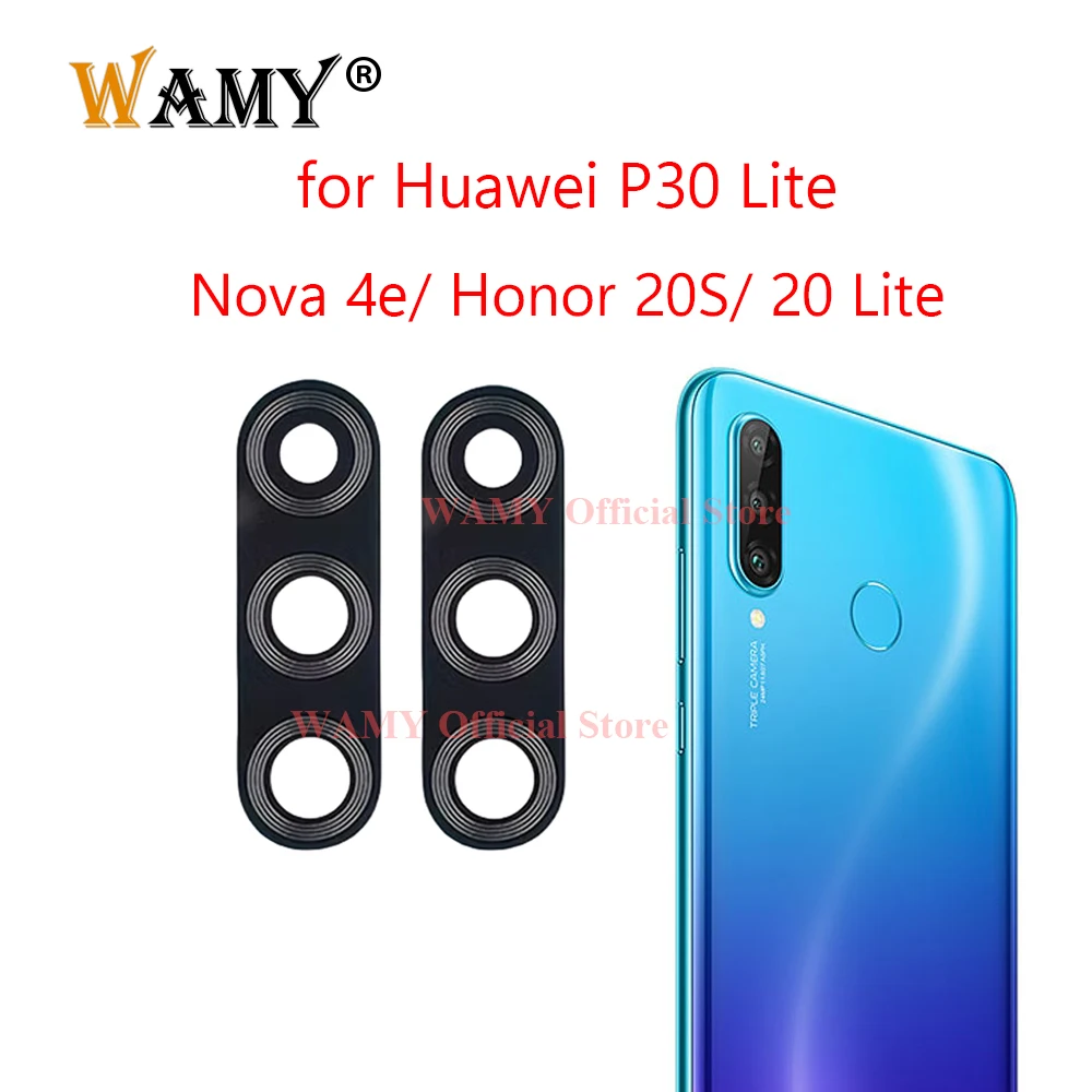 WAMY Rear Back Camera Glass Lens With Frame Bezel for Huawei P30 Lite/ Nova 4e/ Honor 20S/20 Lite Russia MAR-LX1 MAR-LX2