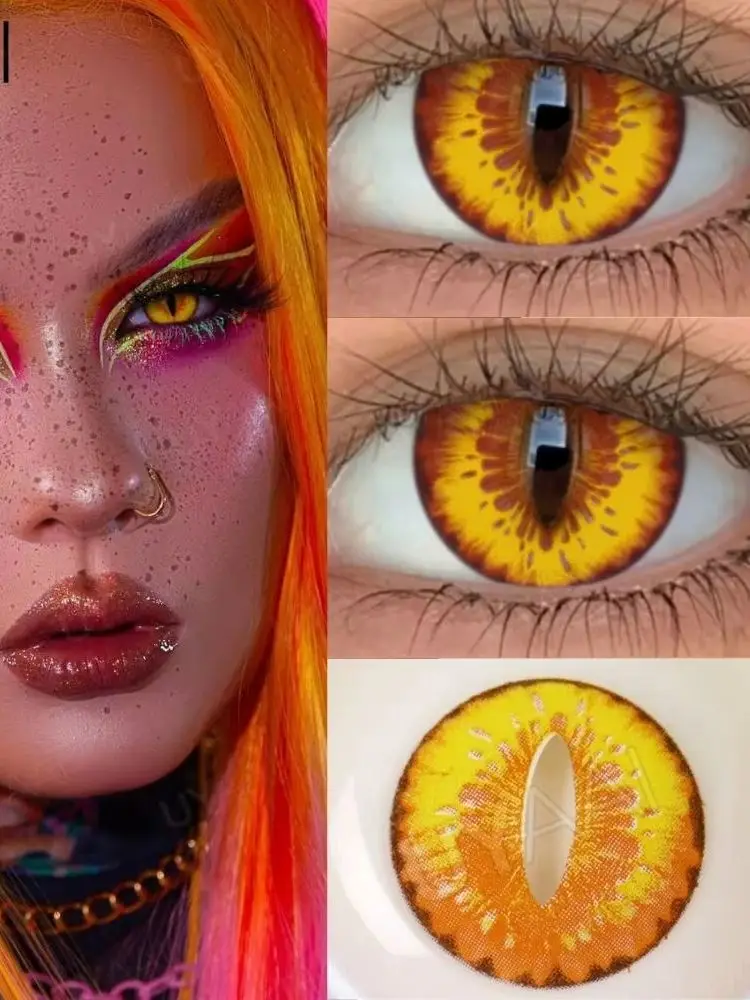 Soczewki kontaktowe kolorowe UYAAI Cosplay na 1 rok, 2 sztuki, szalone czerwone soczewki, czarne soczewki do oczu anime, soczewki do makijażu na Halloween. — 2