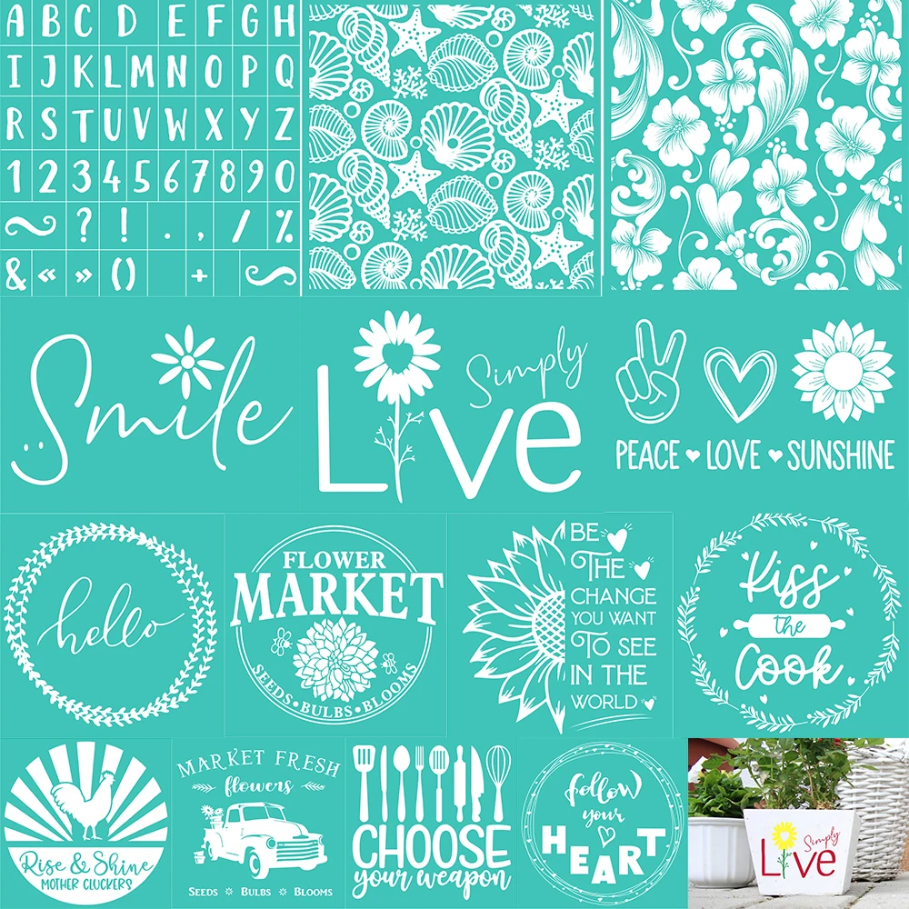 2023 New Smile Self-Adhesive Silk Screen Printing Stencil Reusable Mesh Stencil Transfer Washable for Painting DIY Customized