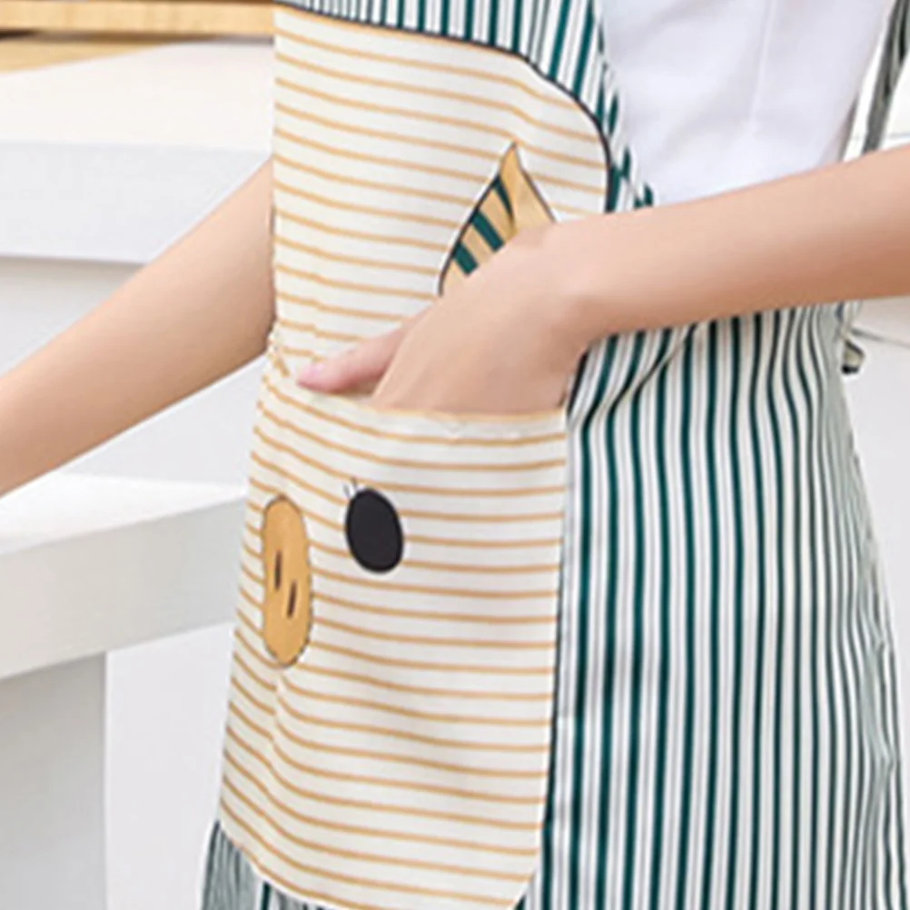 

2pcs Cooking Apron Cotton Linen Household Aprons Cute Pig Cartoon Pattern Dustproof Oilproof Adjustable Neck Easy Wear Machine